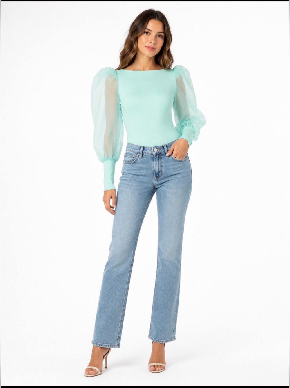 Alice + Olivia Mint Puff Sleeve Top
XS